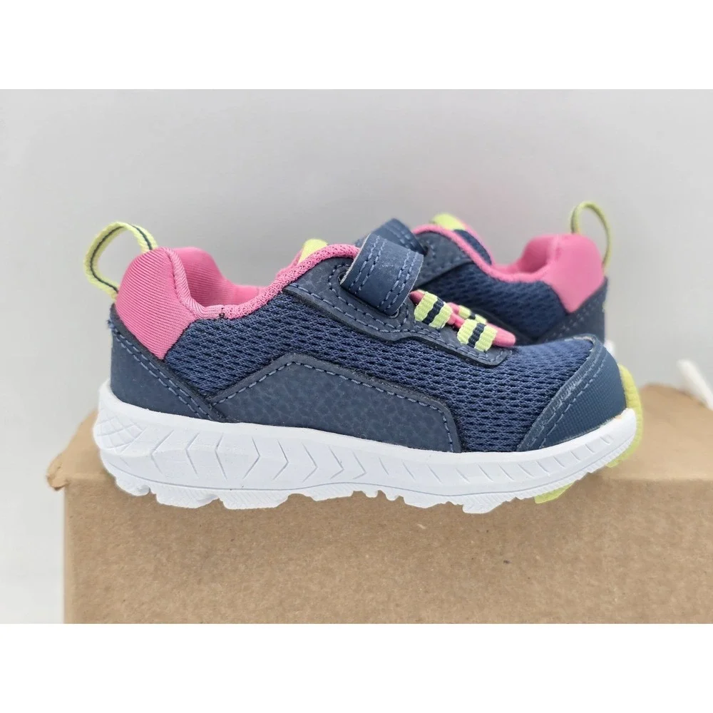 Saucony Wind‎ A/C Pink Green Hook & Loop Running Sneakers Shoes Kids 4M